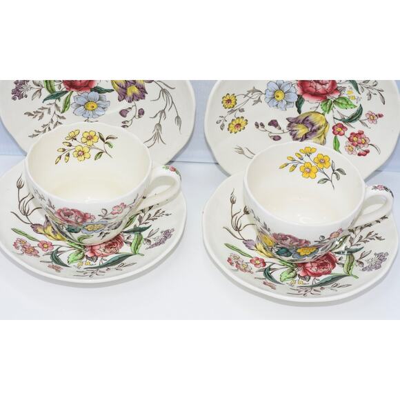 Copeland Spode Gainsborough Marlborough Tea Cup and Saucer Plates - 6pc set - Picture 4 of 15
